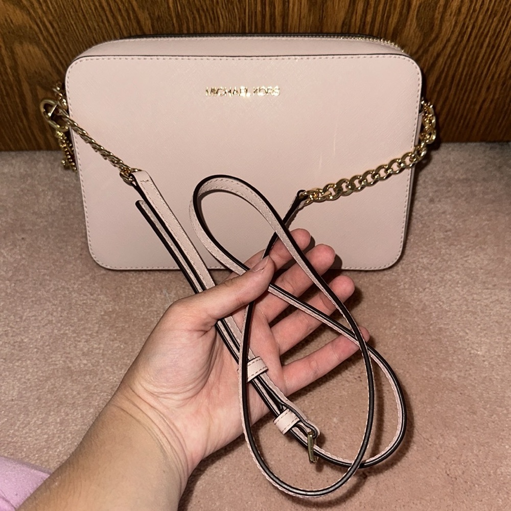 Michael Kors Set Blush Pink Crossbody Bag Wallet Keyholder Keychain - Picture 12 of 14